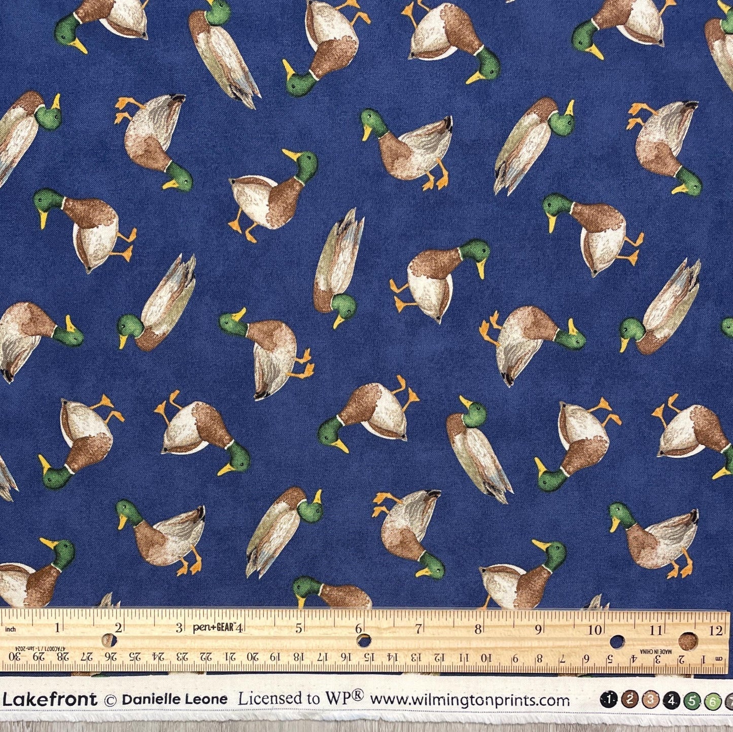 Mallard Toss Navy - Wilmington Prints - Lakefront Collection - 100% Cotton Fabric