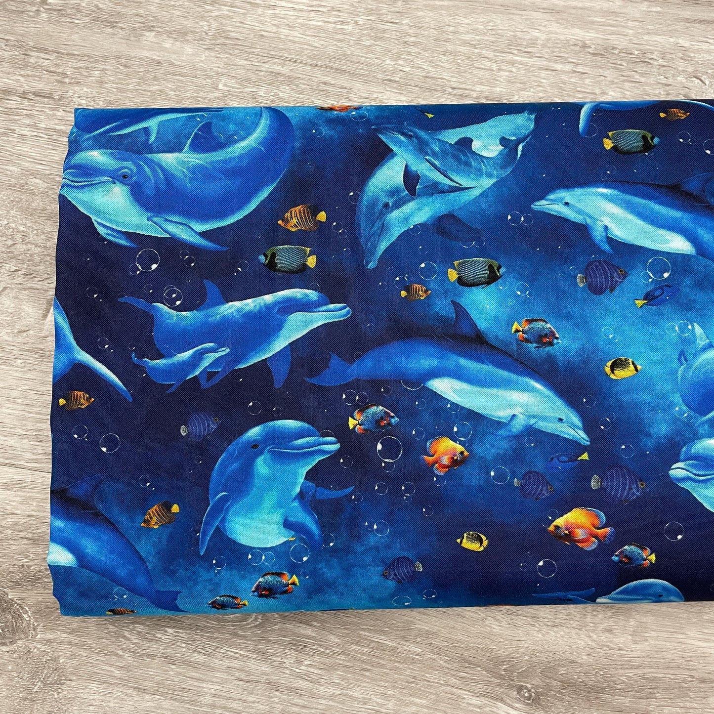 Dolphin Fabric - SEA-CD3131 OCEAN - Timeless Treasures - 100% Cotton - Beach Print Sea Life Fish Swimming