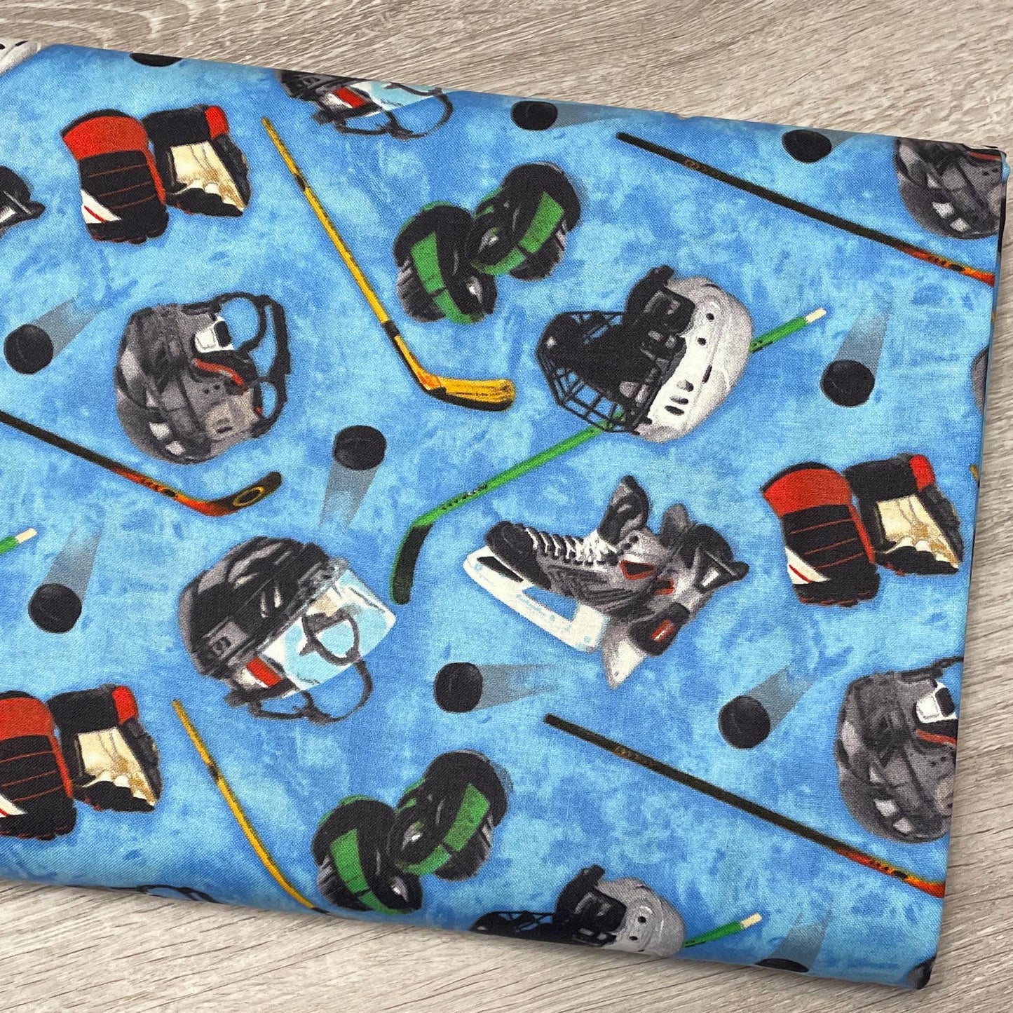 Hockey Fabric - 137-Blue - Elizabeth's Studio Sports Collection - 100% Cotton