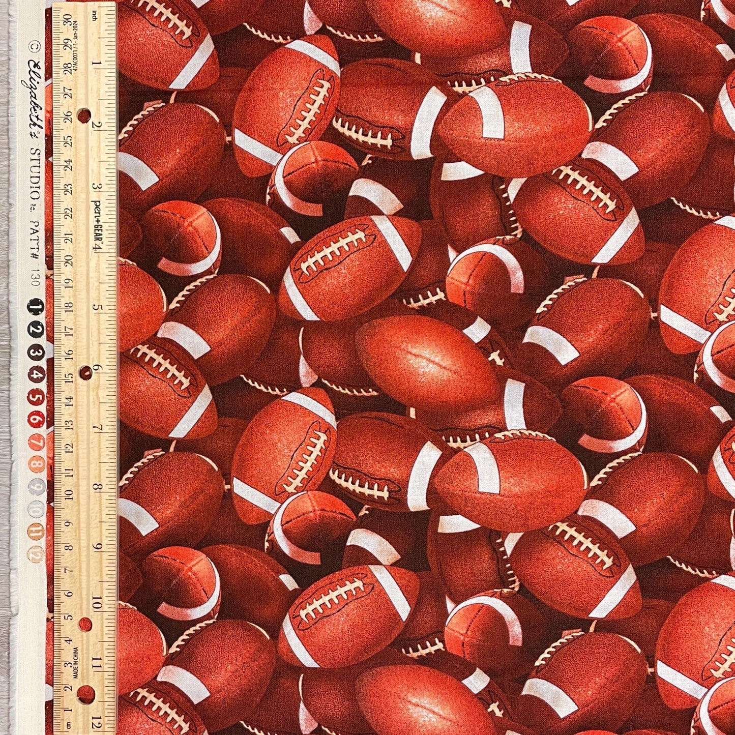 Football fabric by the yard - 100% Cotton - Elizabeth's Studio 130-Brown