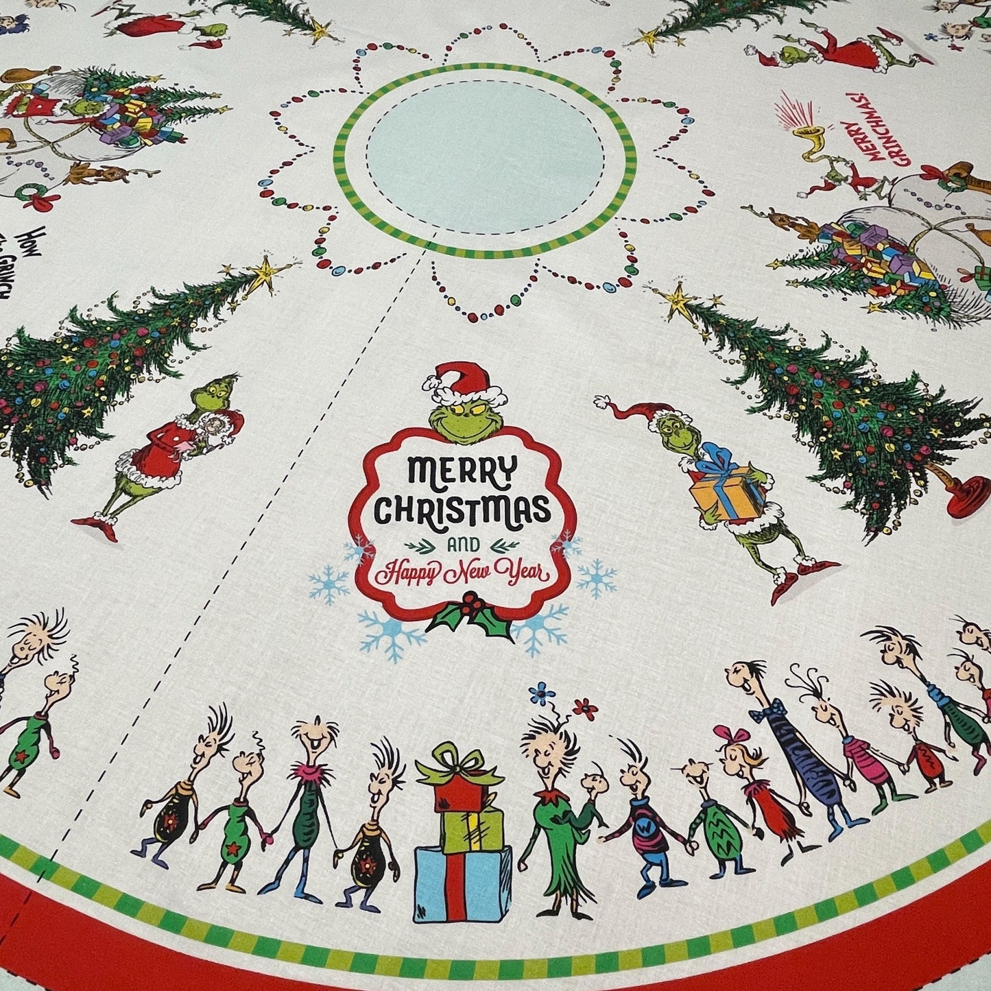 Grinch Tree Skirt Fabric Panel - YOU SEW - 46" x 44" - Robert Kaufman - How the Grinch Stole Christmas - 100% cotton