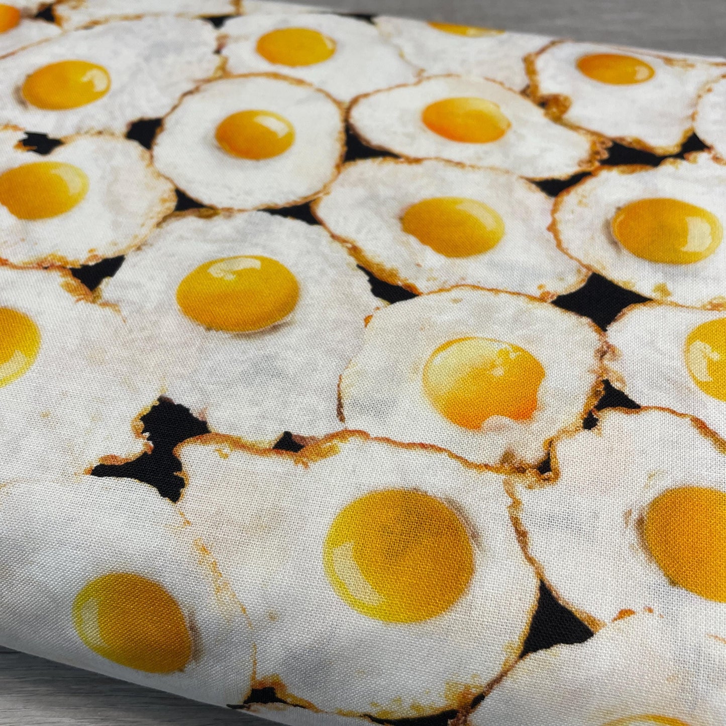 Fried Egg Fabric - Timeless Treasures - 100% Cotton - What's for Breakfast? - Food Sunny Side Up Eggs Chickens