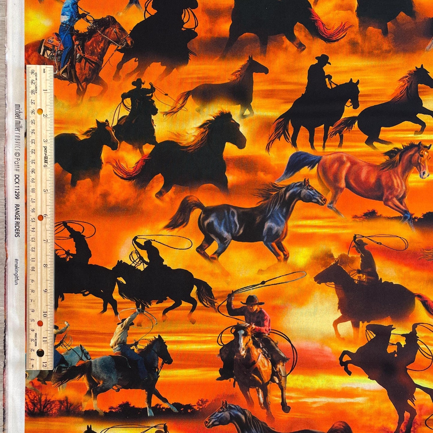 Horse Fabric - Range Riders Cowboys - Michael Miller Fabrics - 100% Cotton