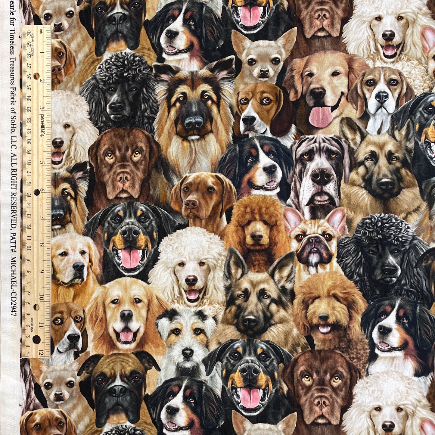 Packed Dog fabric - Michael Searle - Timeless Treasures - 100% Cotton
