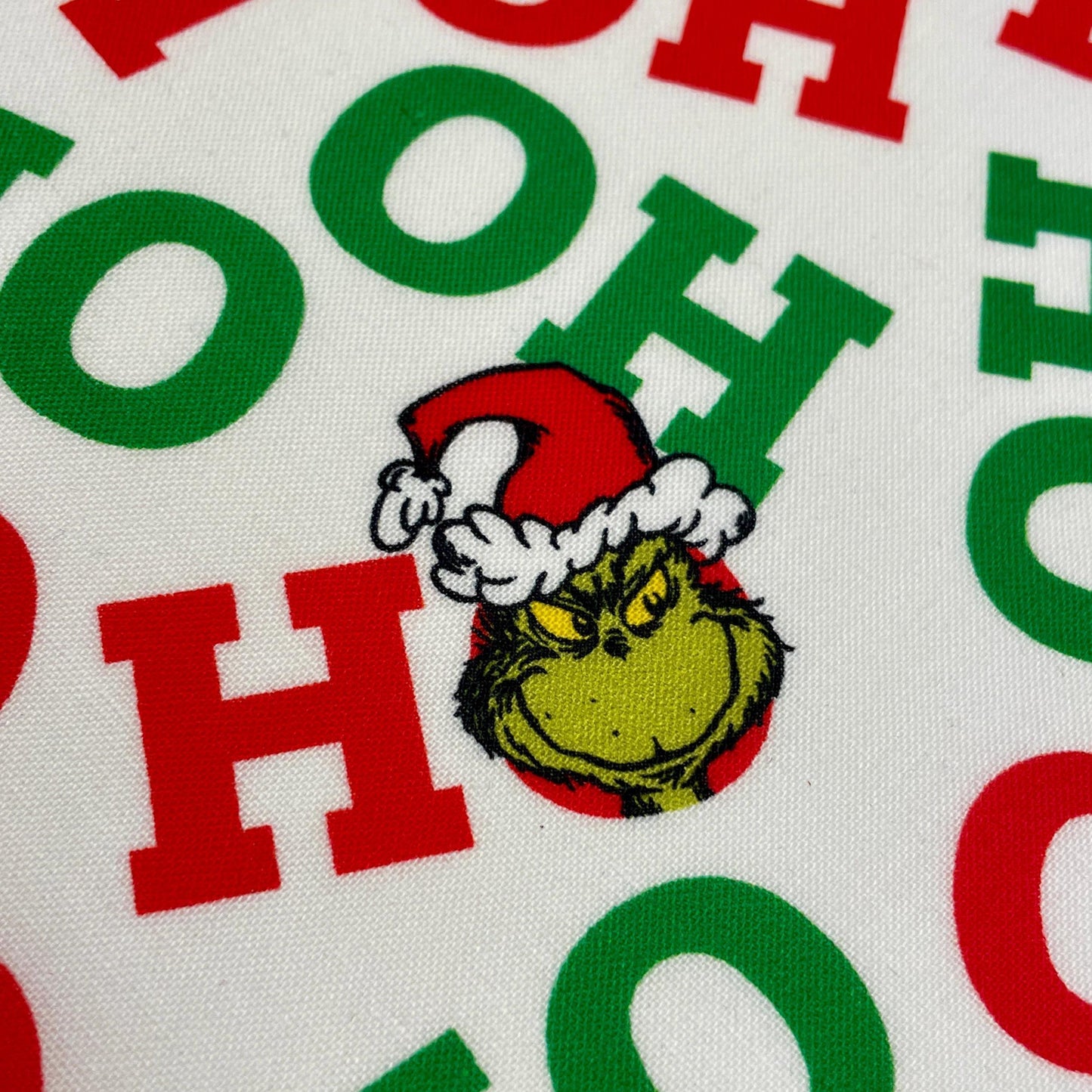 Grinch Fabric - Text Holiday Ho Ho Ho - How the Grinch Stole Christmas