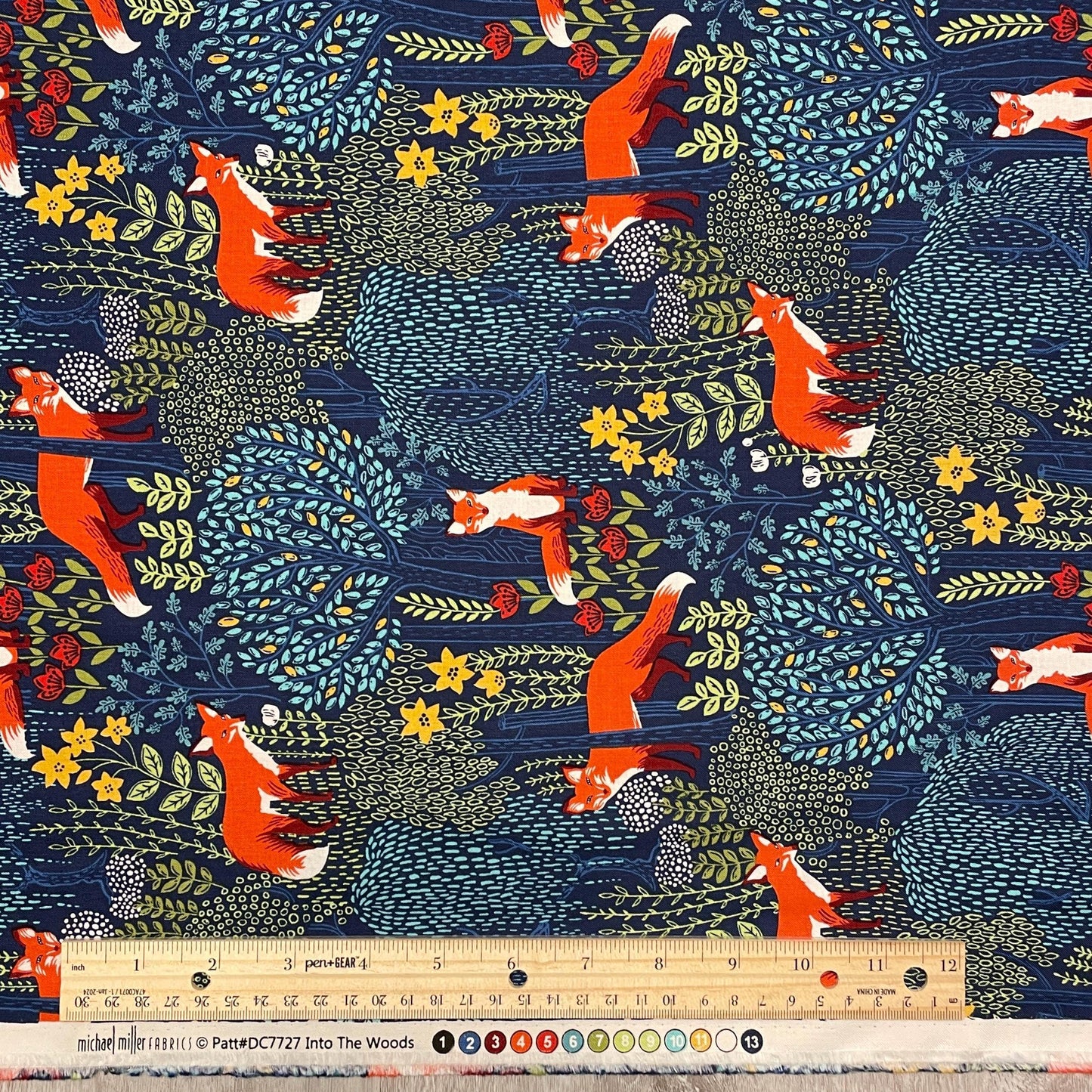 Fox Fabric - Into the Woods BLUE - 100% Cotton - Michael Miller