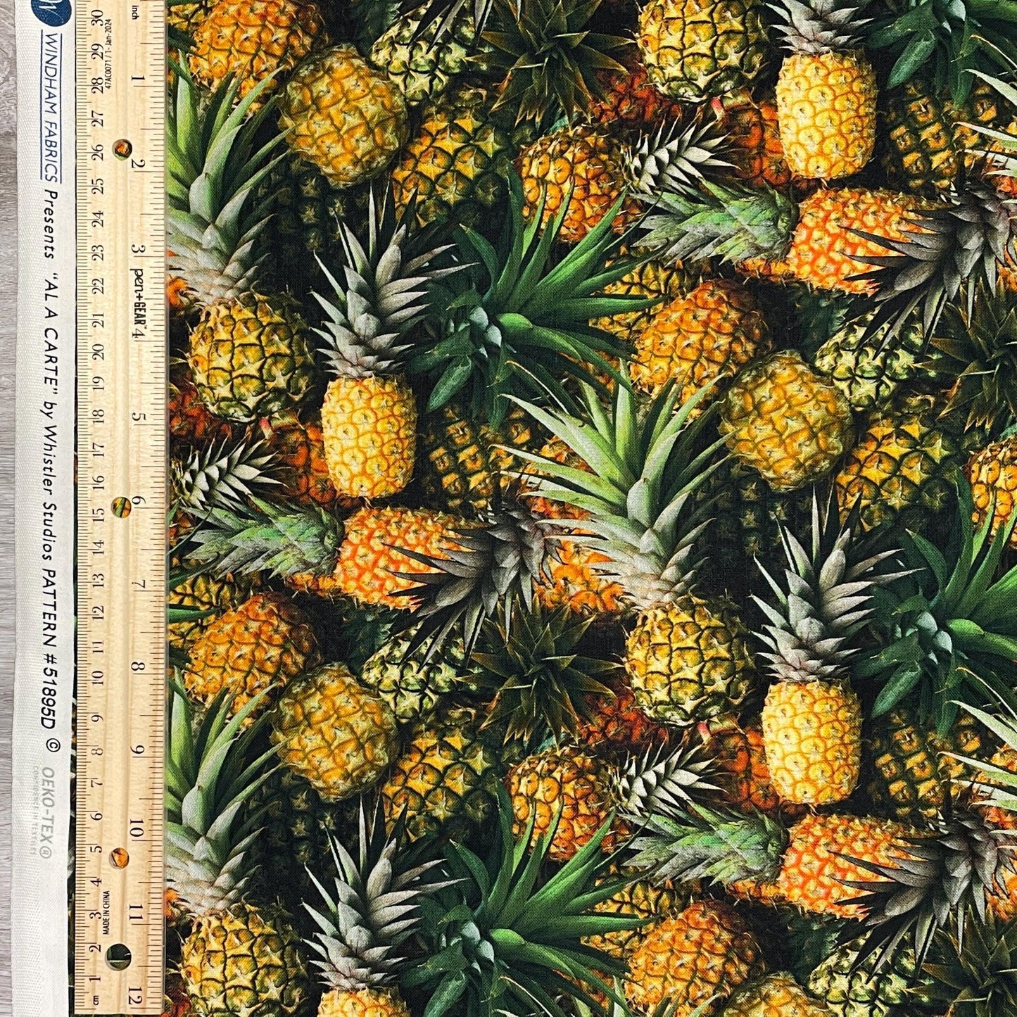 Pineapple Fabric - 100% Cotton - Whistler Studios - A La Carte - Welcome Committee - Fruit Food
