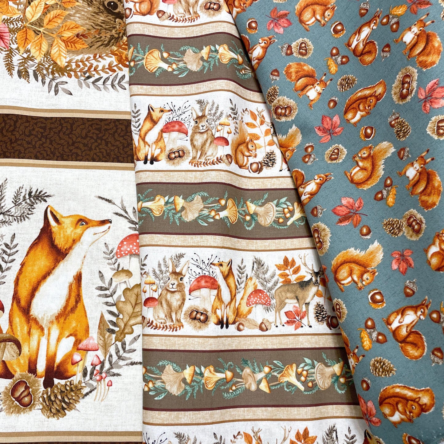 Forest Animal fabric - Woodland Stripe - 100% Cotton - Studio E