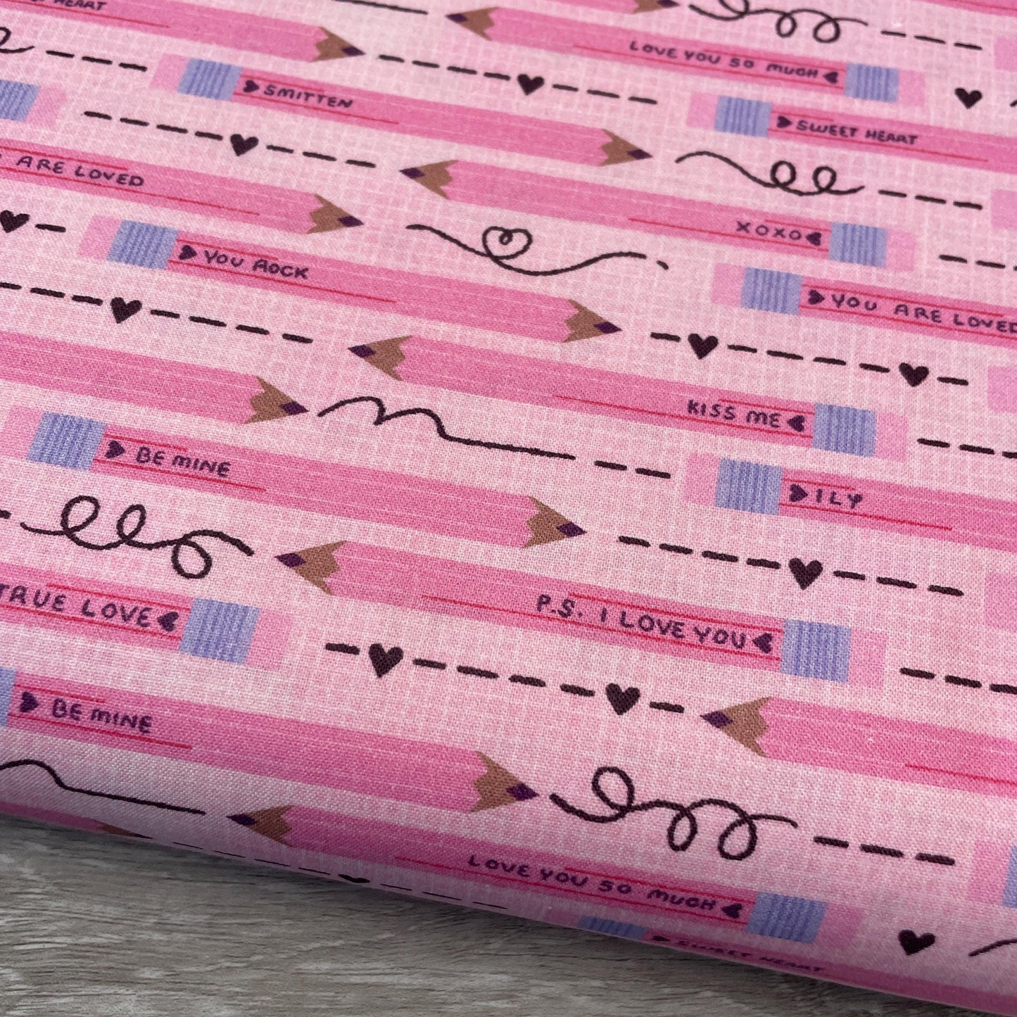 Pencil You in Pink - Valentine's Day Fabric - 100% Cotton - Paintbrush Studio Fabrics