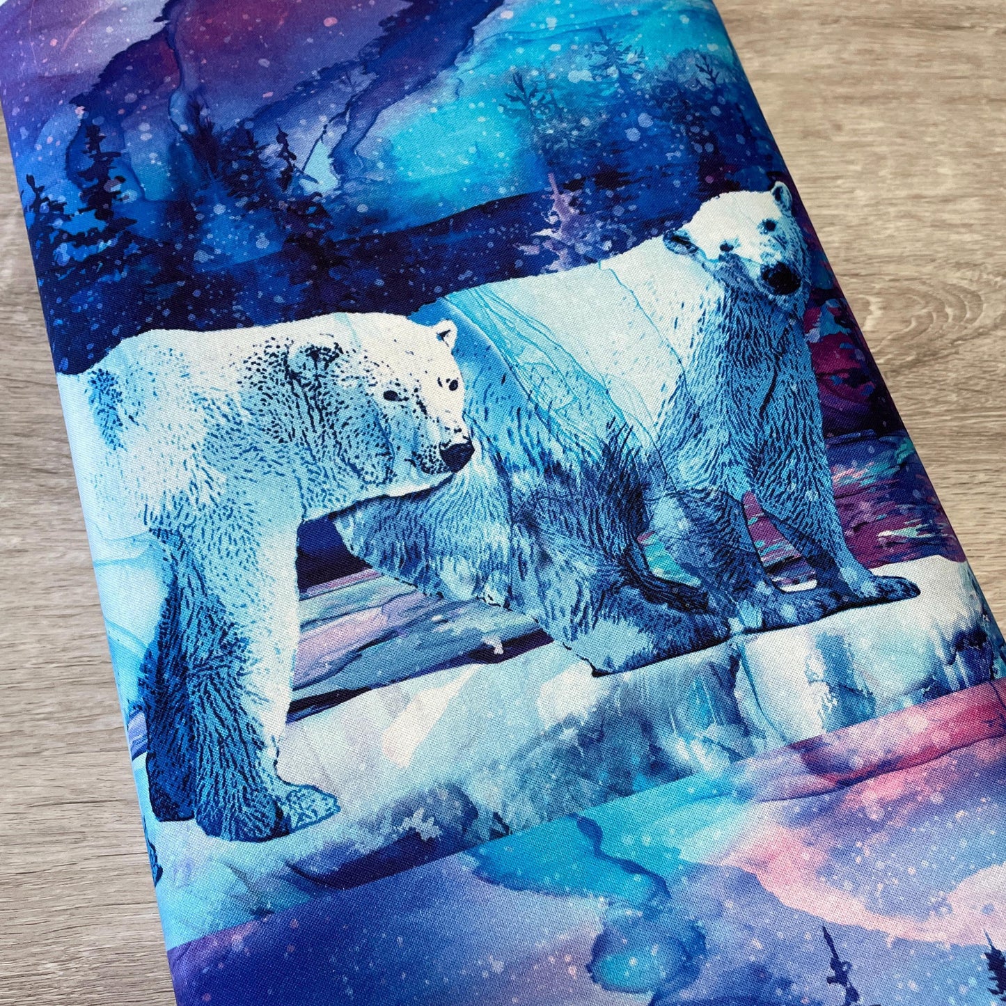 Polar Bear Fabric - Border Stripe - 100% Cotton - Northcott Fabrics - Illuminations Collection - Deborah Edwards and Melanie Samra DP27002-46