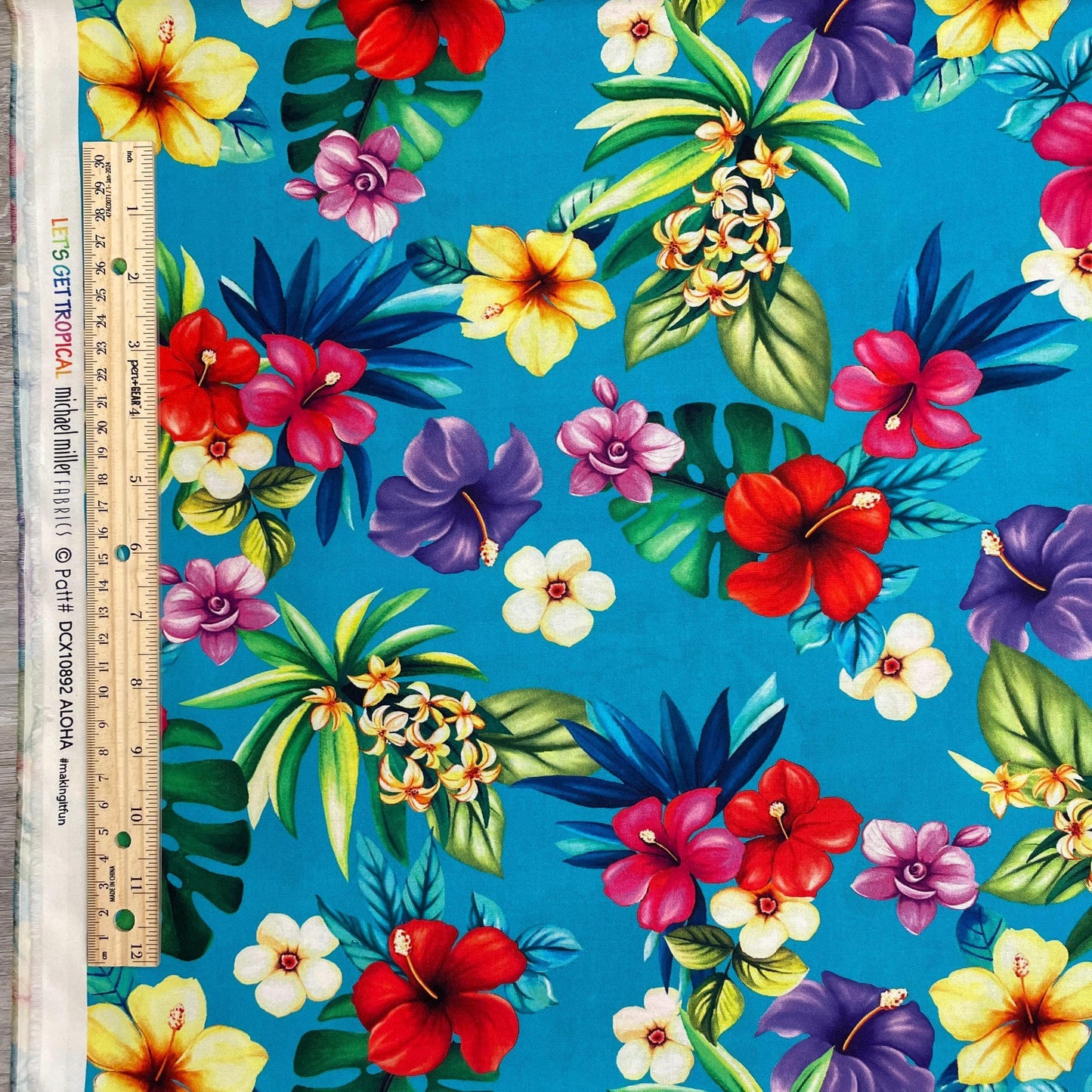 Hawaiian shirt material - Aloha Turquoise - Let's Get Tropical