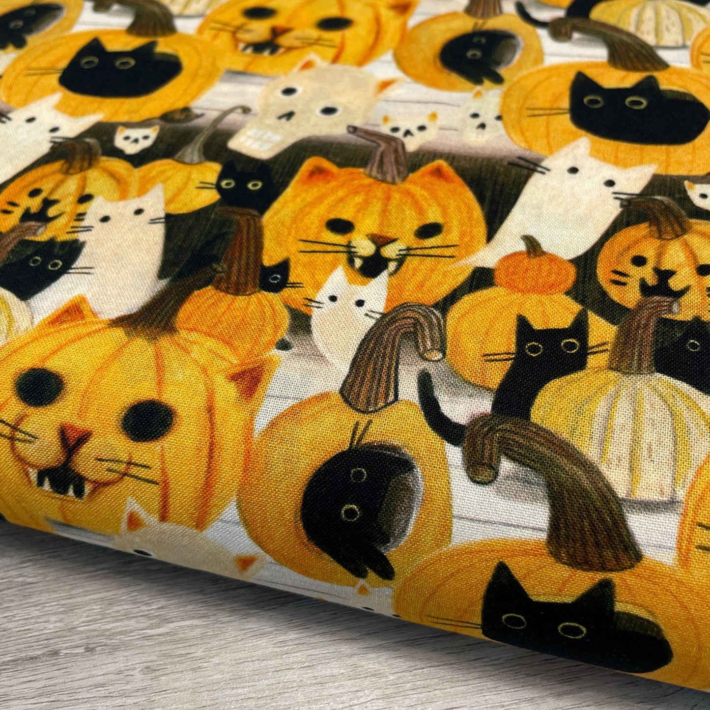 Meowloween - Dear Stella - Black Cat Fabric - 100% Cotton