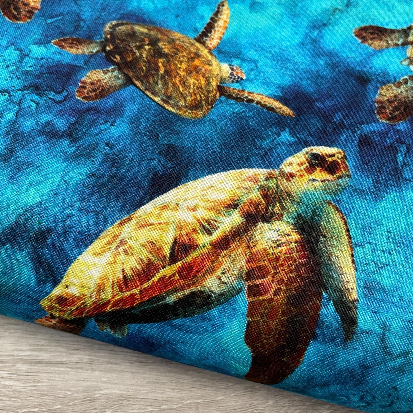 Sea Turtle Fabric - V5258-61-Turquoise - Tides of Color - Hoffman - 100% Cotton