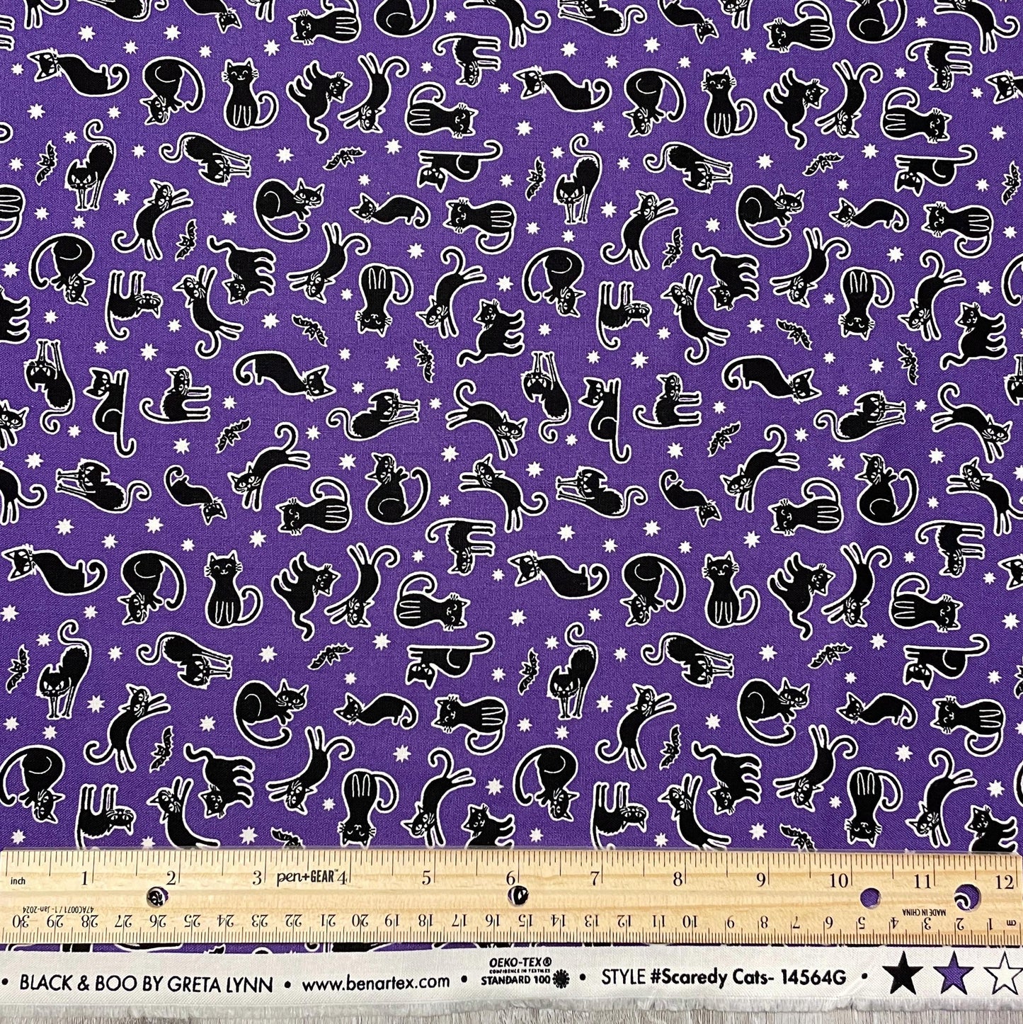 Scaredy Cats Fabric - Benartex Kanvas Studio- 100% Cotton