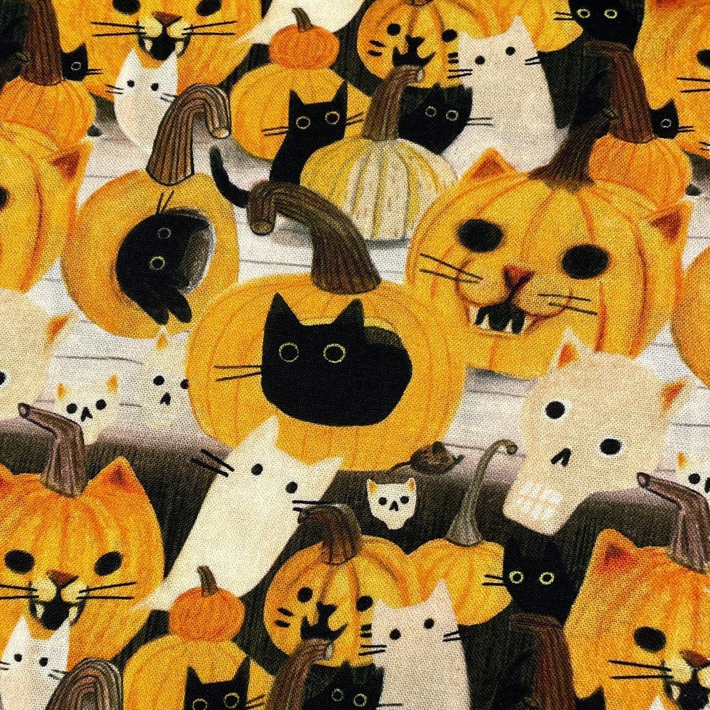 Meowloween - Dear Stella - Black Cat Fabric - 100% Cotton