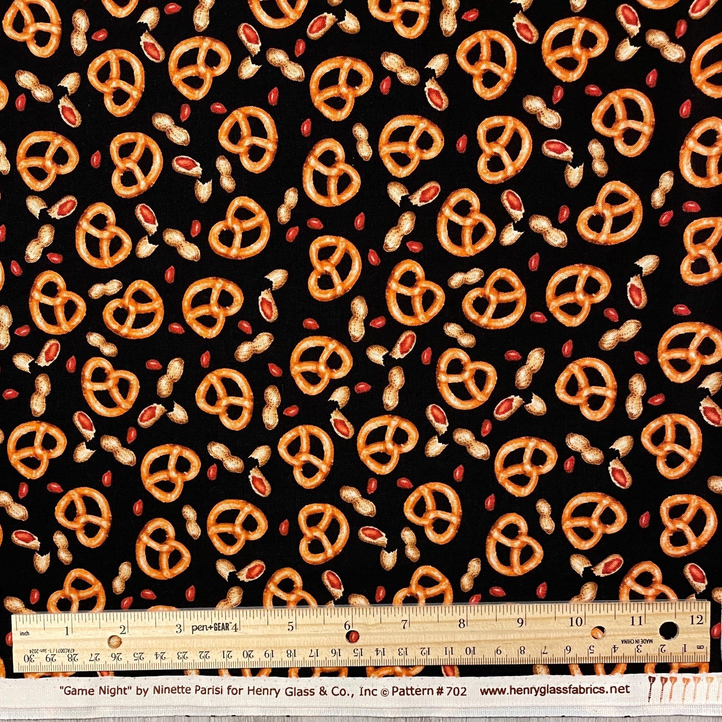 Snack Fabric - Pretzels and Peanuts - Game Night