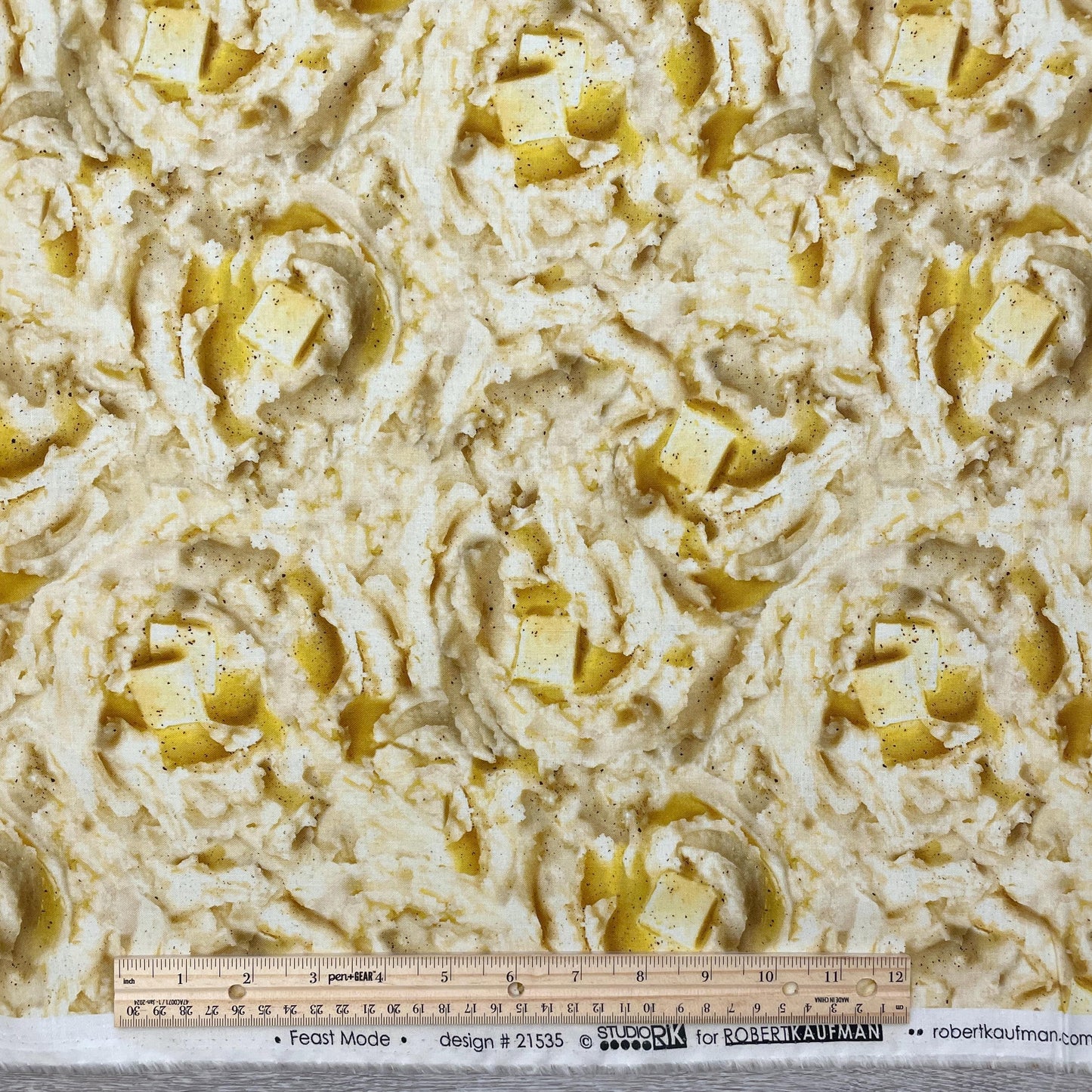 Mashed Potatoes Fabric - Feast Mode Collection - Robert Kaufman - 100% Cotton - Food Fabric