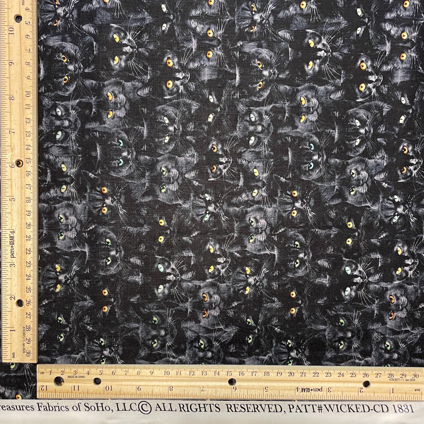 Black Cat Fabric - Wicked Black Cats Magic - Timeless Treasures - 100% Cotton - Mystick Library