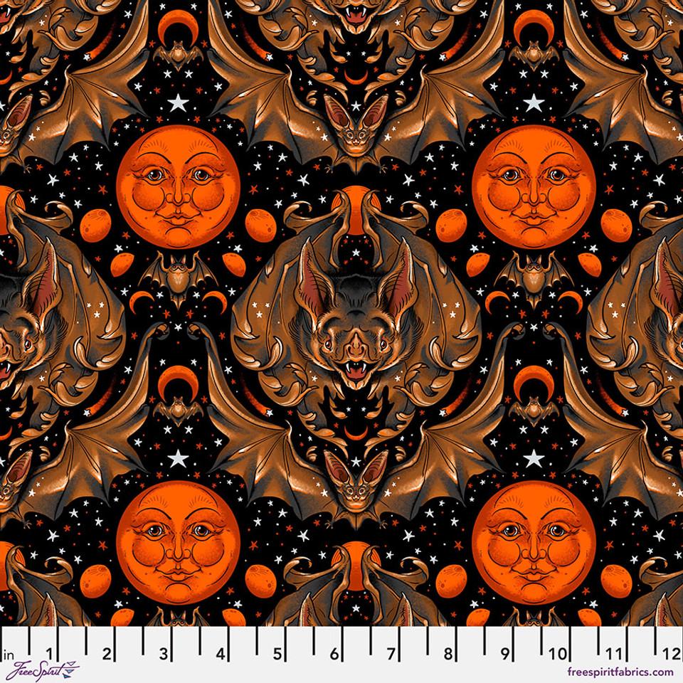 Halloween Fabric - Full Moon Flight - 100% Cotton - FreeSpirit - Costumes & Cobwebs