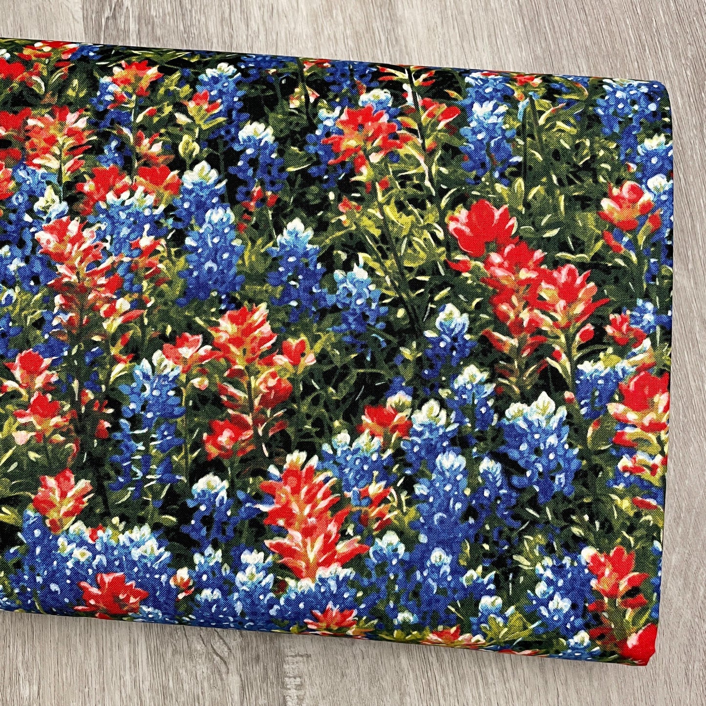 Bluebonnets and Indian Paintbrush Flowers - Michael Miller - 100% Cotton - Texas Wildflowers