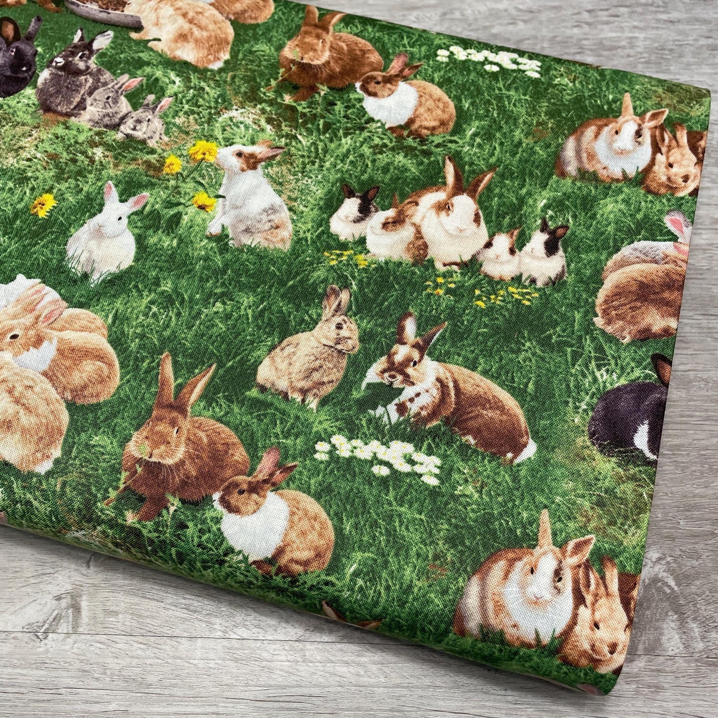 Realistic Bunny Rabbit fabric - Farm Animals - 650Green
