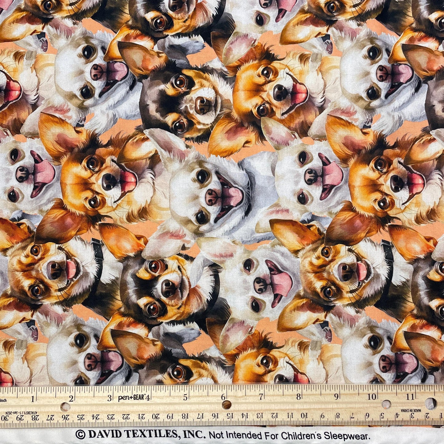 Chihuahua fabric - Foust Exclusive Print - 100% Cotton DX-4811-3C-1 Peach