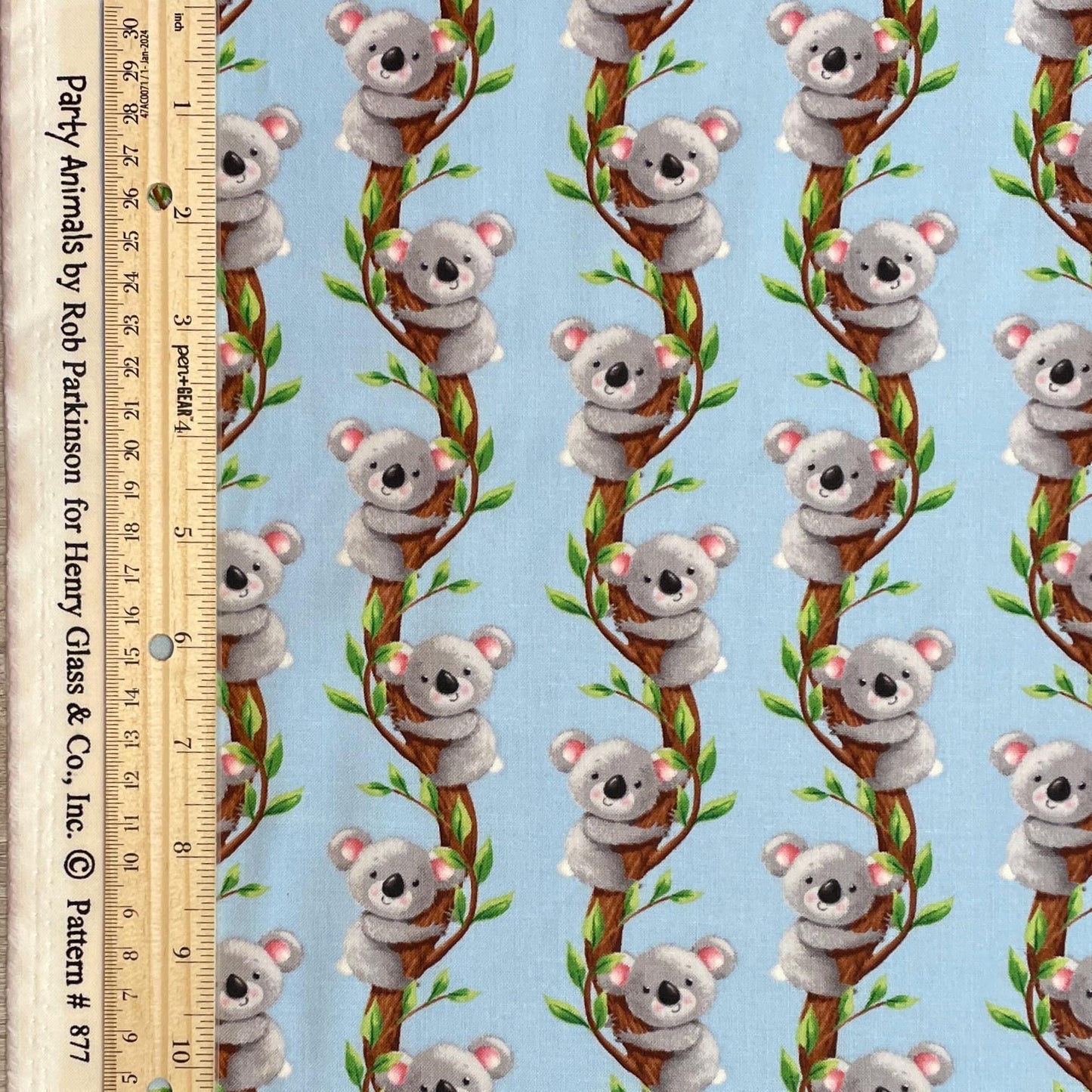 Koala Fabric - 100% cotton - Henry Glass - Koalas on Trees - Party Animals by Rob Parkinson