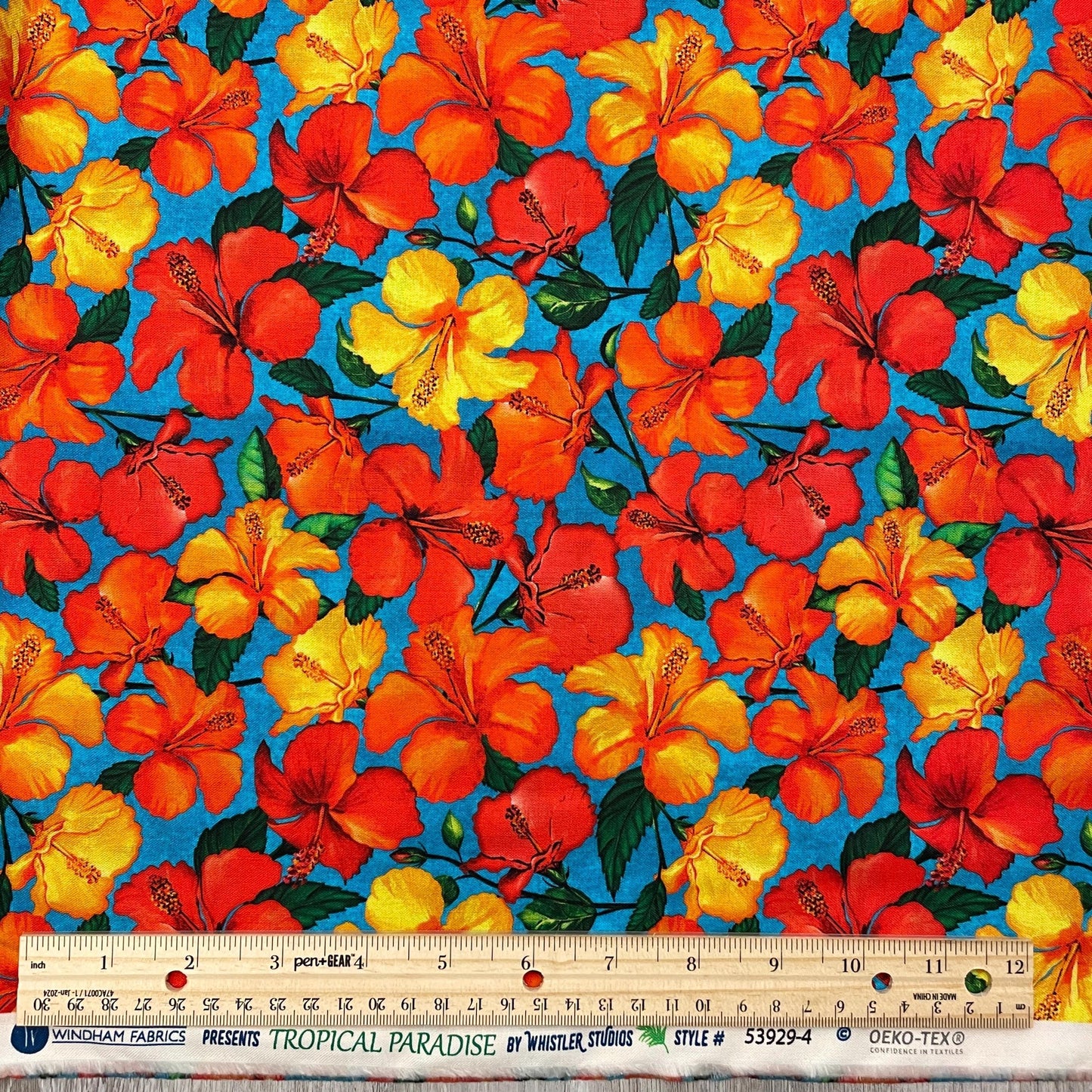 Hibiscus Fabric - Tropical Paradise - Whistler Studios - 53929-4 - 100% cotton