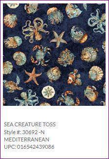 Sea Creature Fabric - Navy - QT Fabrics - 100% Cotton - Ocean Life