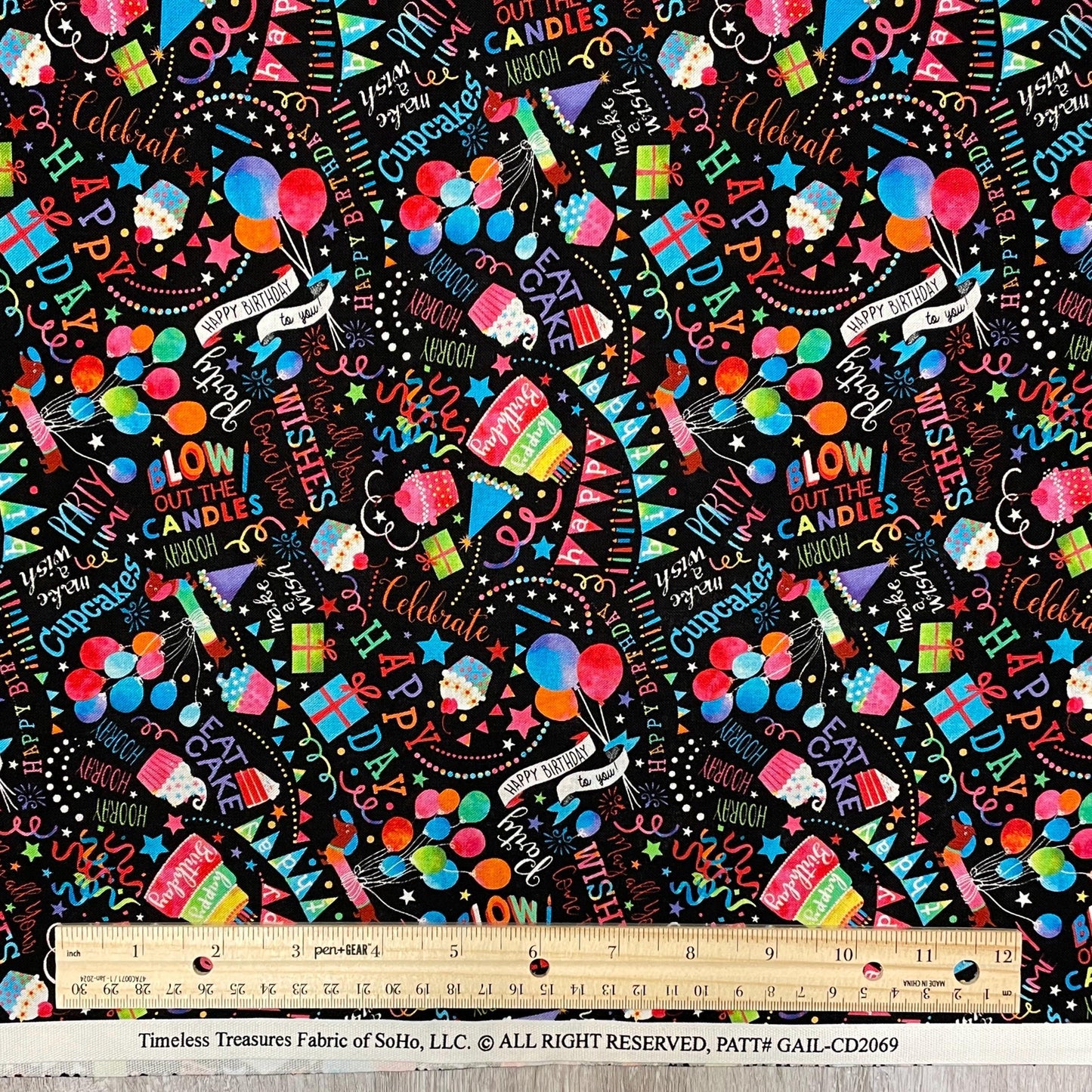 Happy Birthday Wishes Fabric - Party Animal