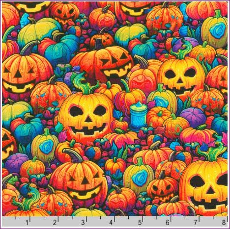 Pumpkin Fabric - Bright Frights - Robert Kaufman - 100% Cotton - RCCD-23086-148