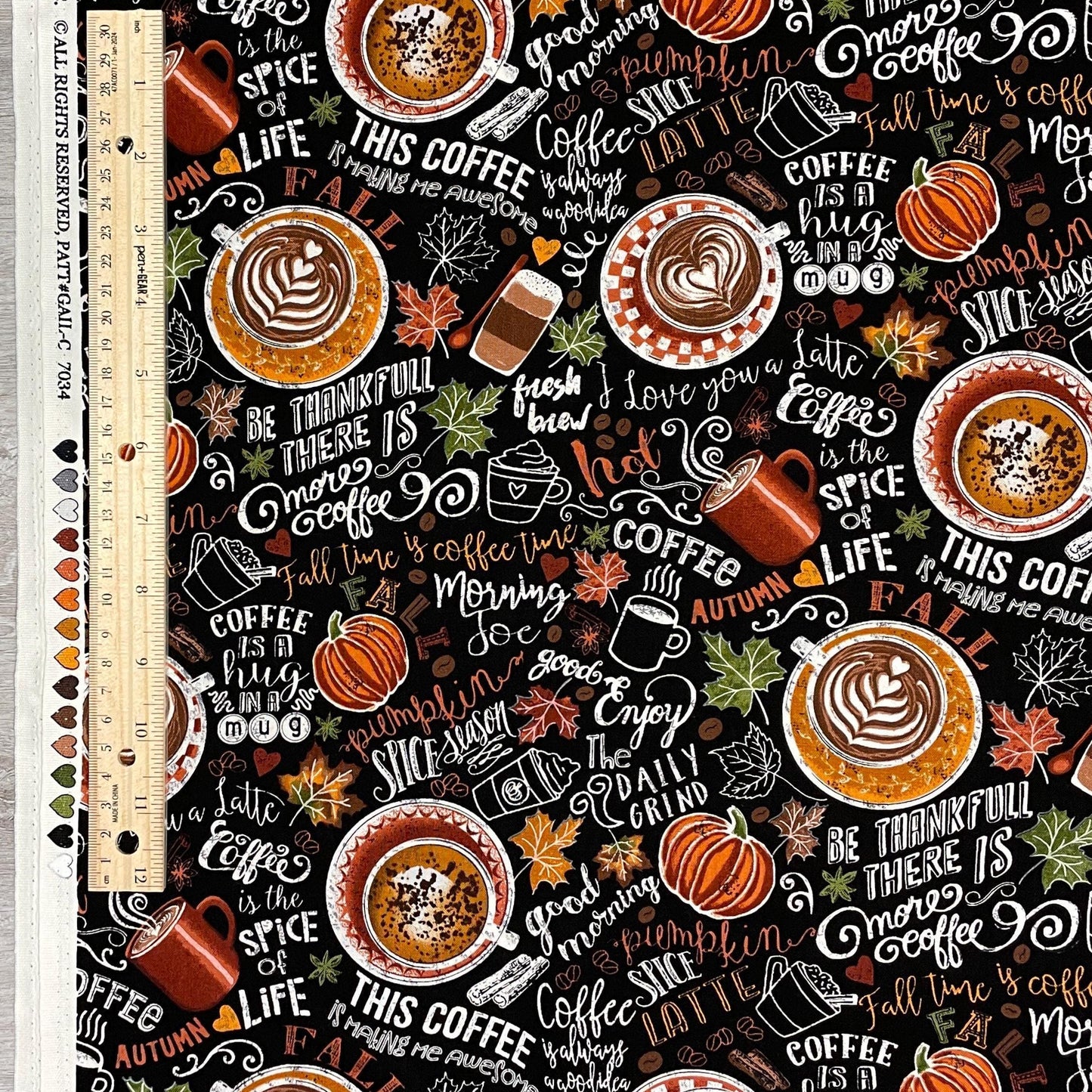 Pumpkin Spice Latte Fabric - #C7034-PSL - Timeless Treasures - 100% Cotton