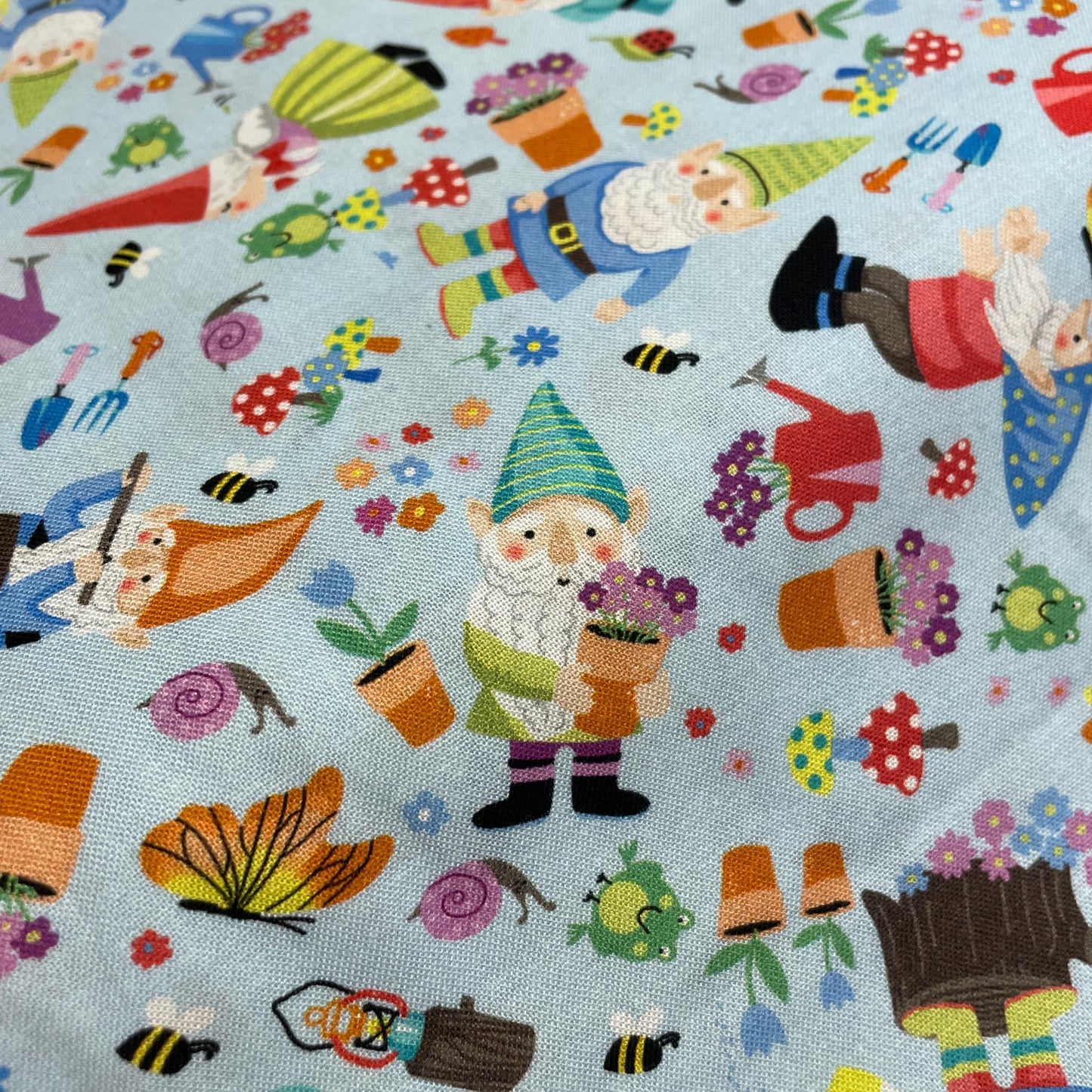 Garden Gnome fabric - Gnome Sweet Home - Timeless Treasures