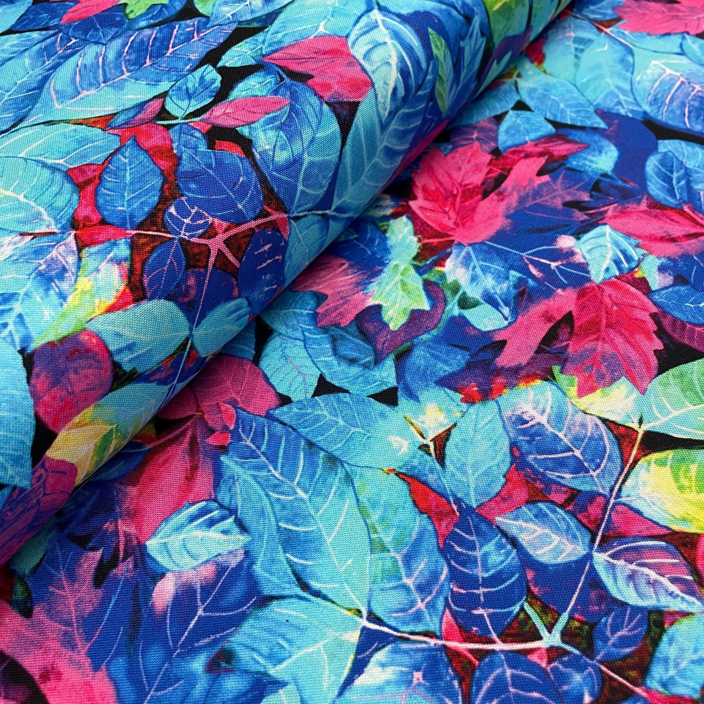 Electric Colors Fall Leaves Fabric - Multi - Nature's Glow
