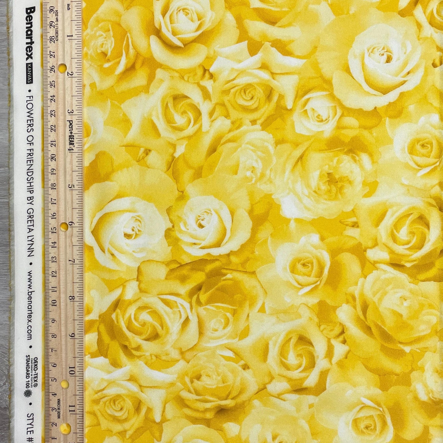 Yellow Rose Fabric - Benartex - 100% Cotton Fabric - Texas Flowers of Friendship
