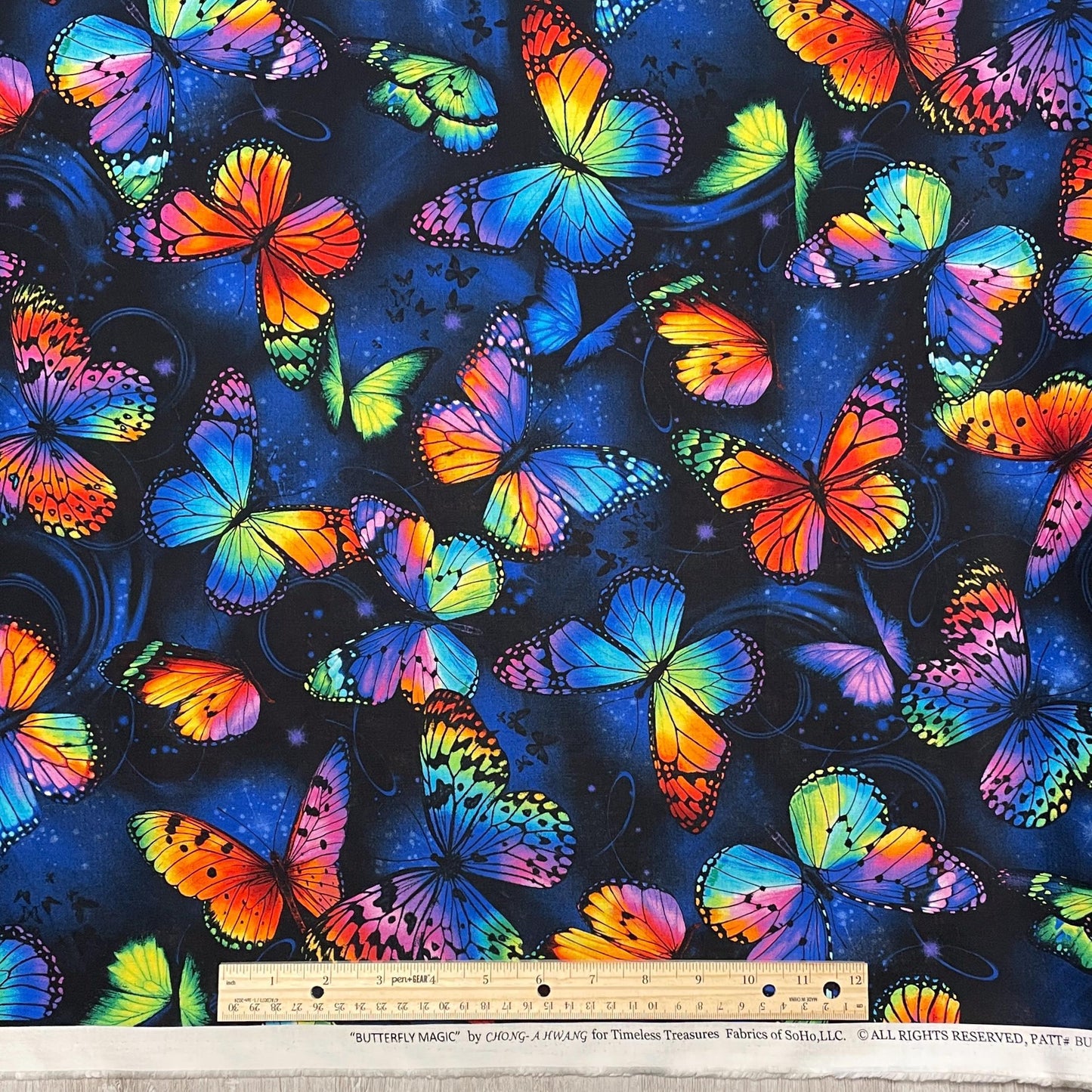 Rainbow Butterfly fabric - by Chong A Hwang - Timeless Treasures