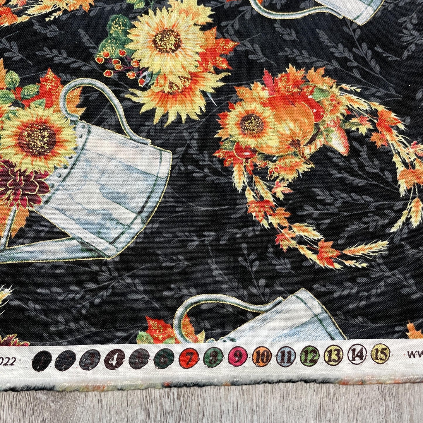 Fall Sunflower Fabric - With Metallic Accents - Fall Blooms