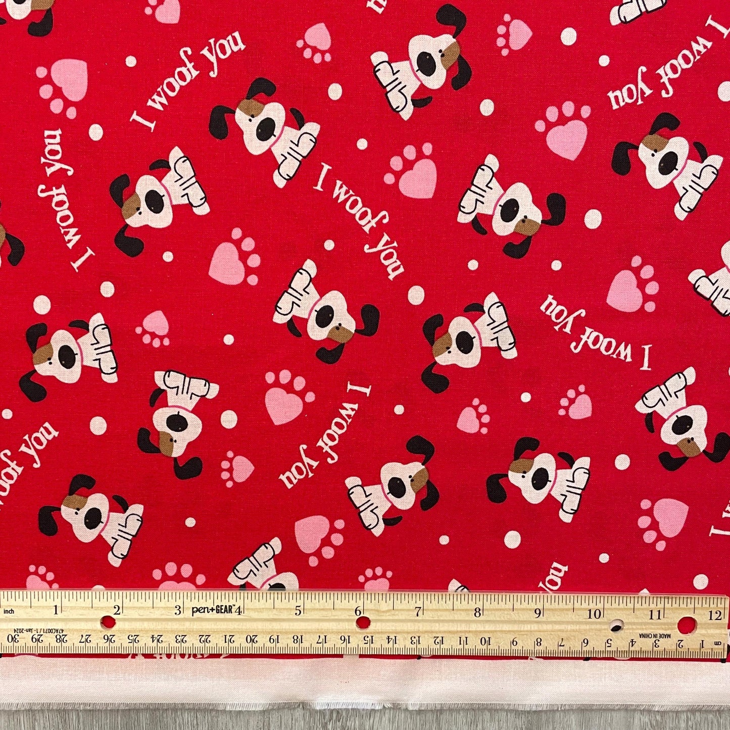 I Woof You - Dog Valentine's Day - 100% cotton fabric