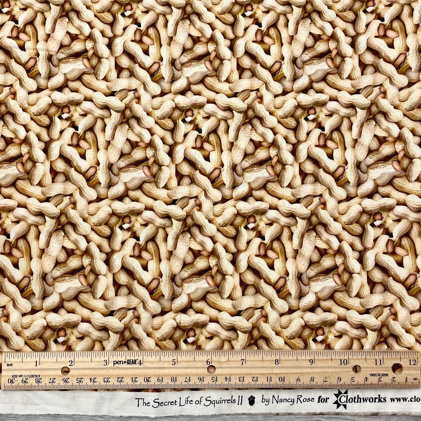 Peanuts Fabric - The Secret Life of Squirrels II Digital - Clothworks - Y4224-64 Light Caramel