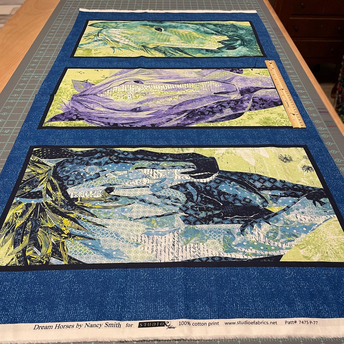 Horse Panel - Measures 25" x 21.25" - Dream Horses - Studio E - Quilting Cotton