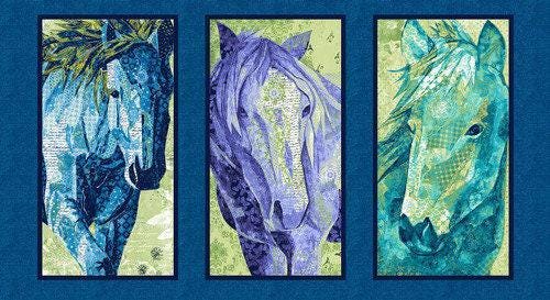 Horse Panel - Measures 25" x 21.25" - Dream Horses - Studio E - Quilting Cotton