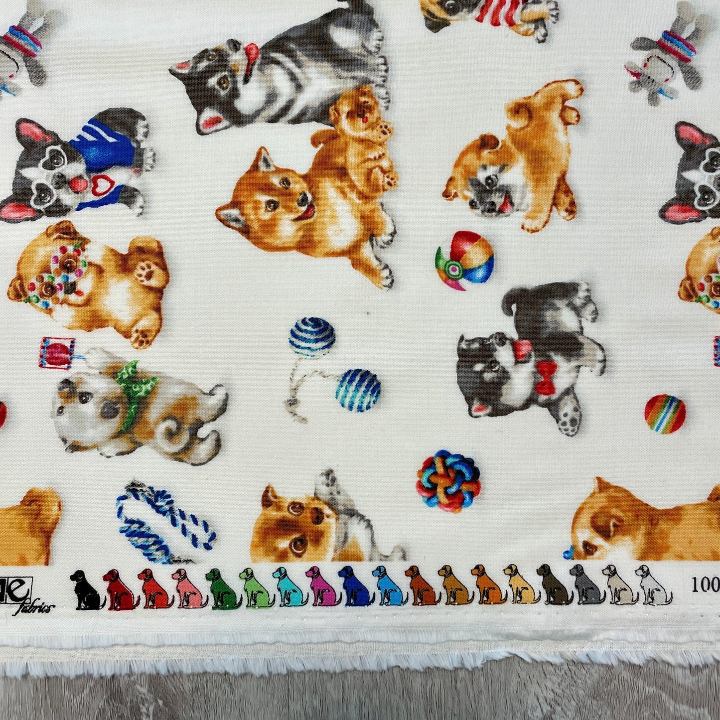 Dog fabric - Dog's Playing with Toys