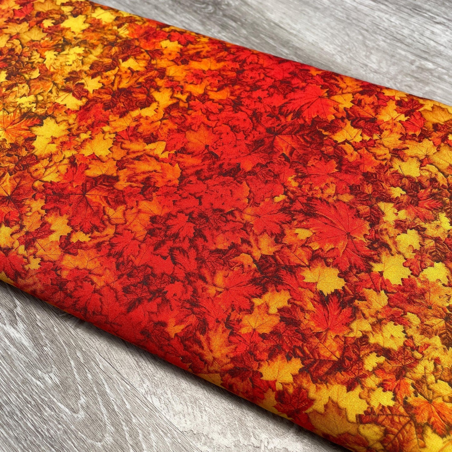 Fall Leaf Fabric - Orange Ombre Leaves - Autumn Glory