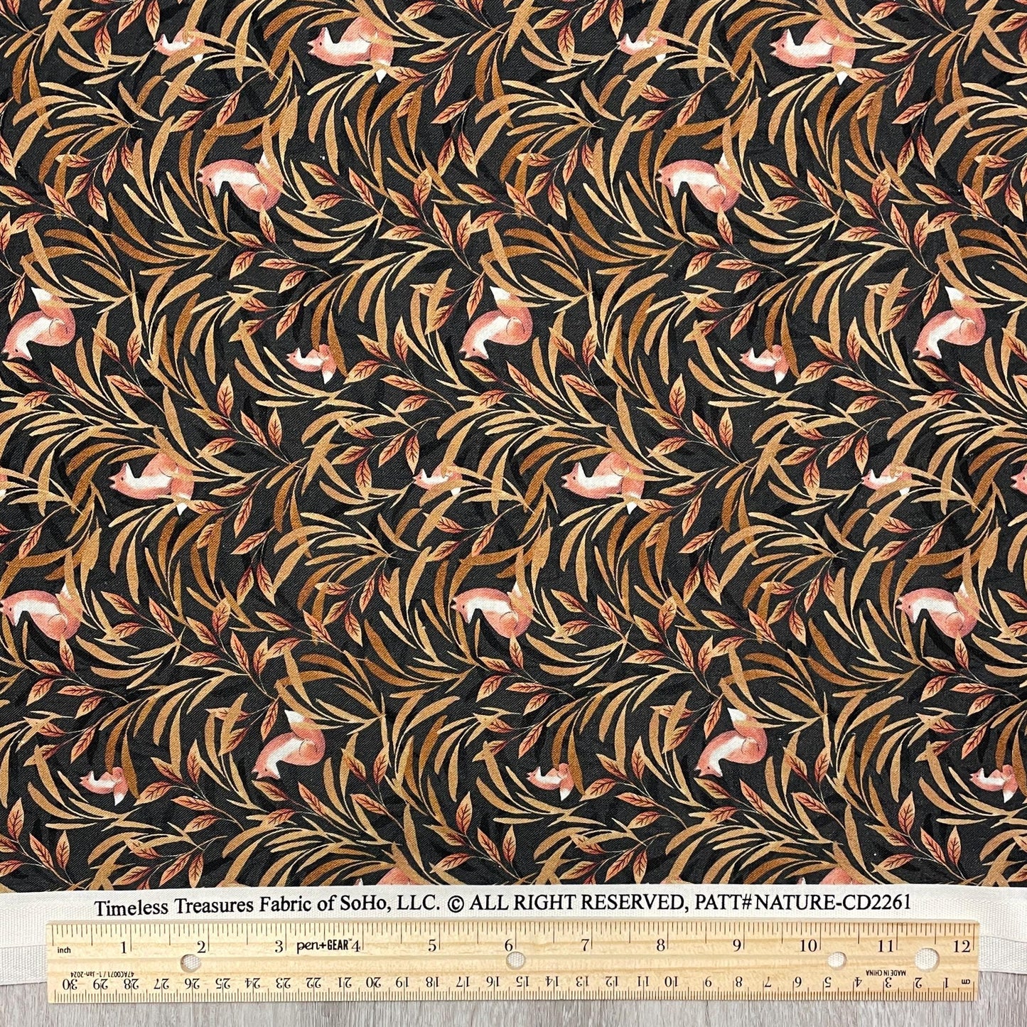 Fox Fabric - Fox In Leafy Forest - 100% Cotton