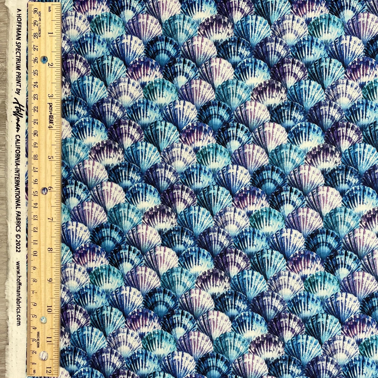 Seashell Fabric - V5262-258-Cerulean - Tides of Color - Hoffman - 100% Cotton
