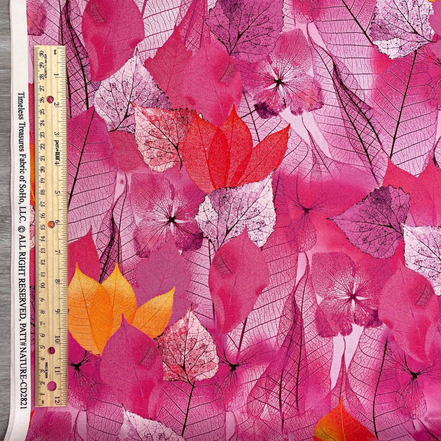 Leaf Fabric - Pink - 100% Cotton - Timeless Treasures - Fanciful Fronds Collection