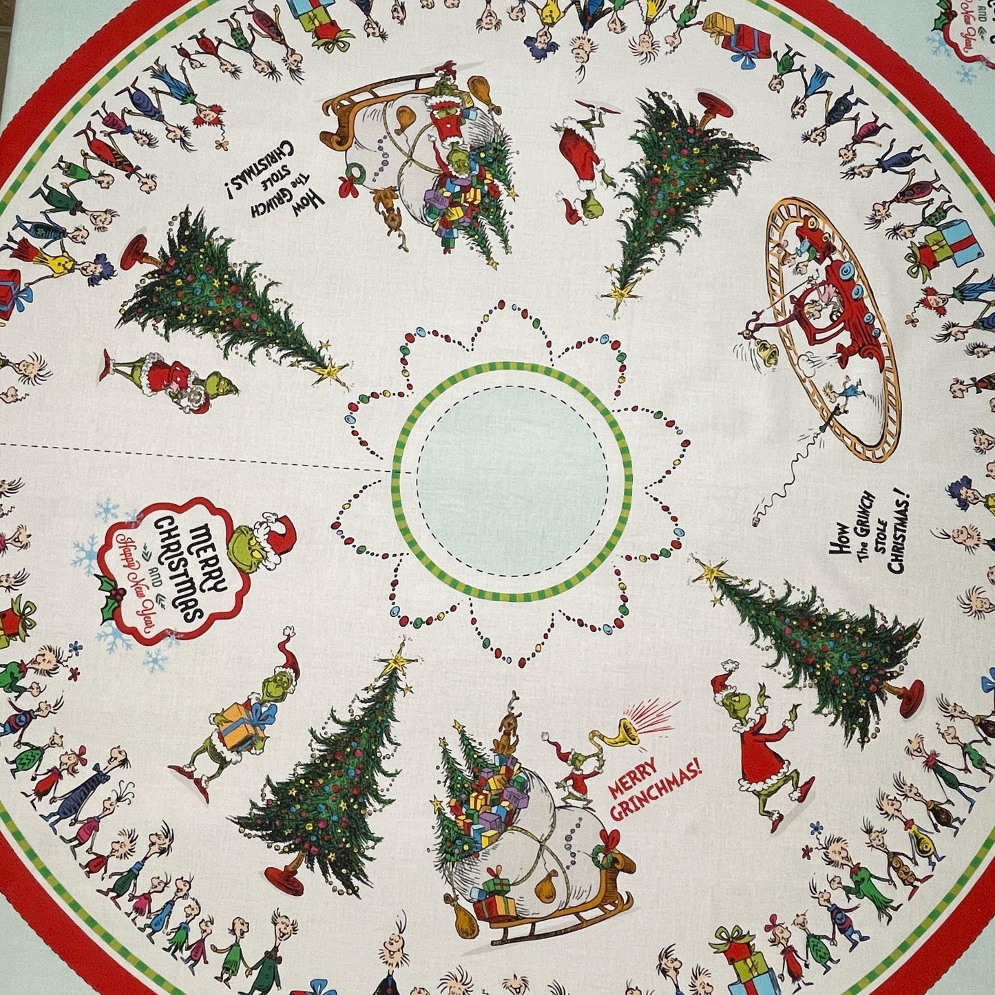 Grinch Tree Skirt Fabric Panel - YOU SEW - 46" x 44" - Robert Kaufman - How the Grinch Stole Christmas - 100% cotton