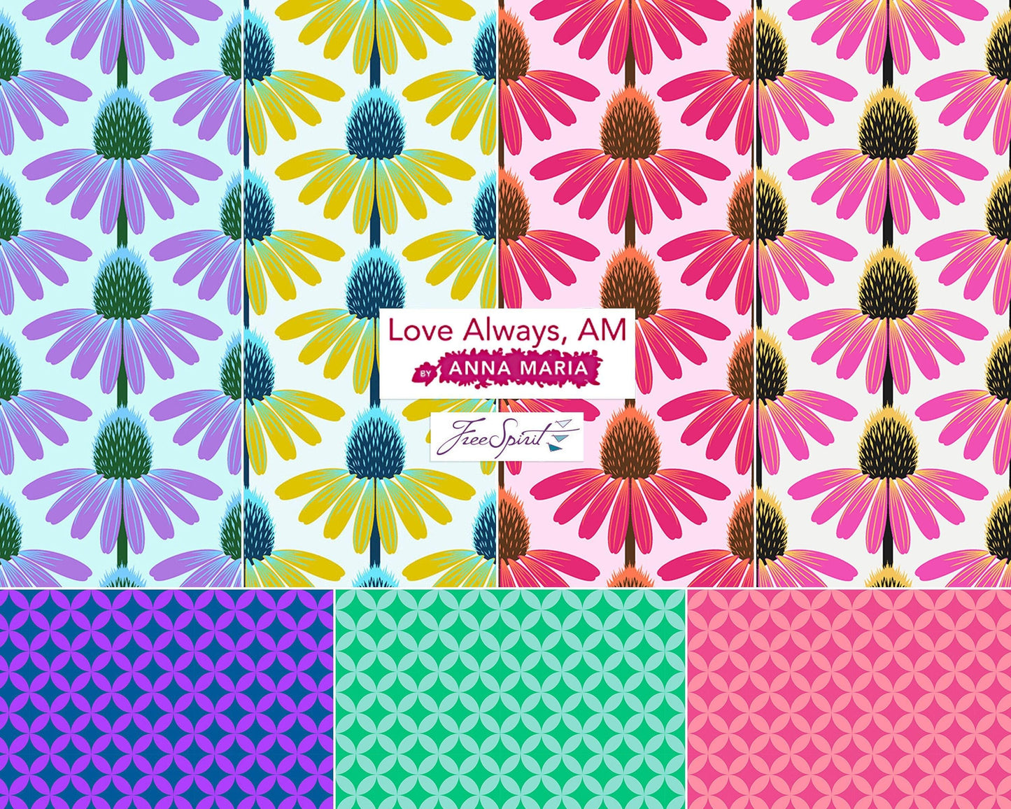 Anna Maria Horner - New! Love Always AM - 100% Cotton Fabric - FreeSpirit Fabrics - Echinacea floral fabric - Ships NEXT DAY