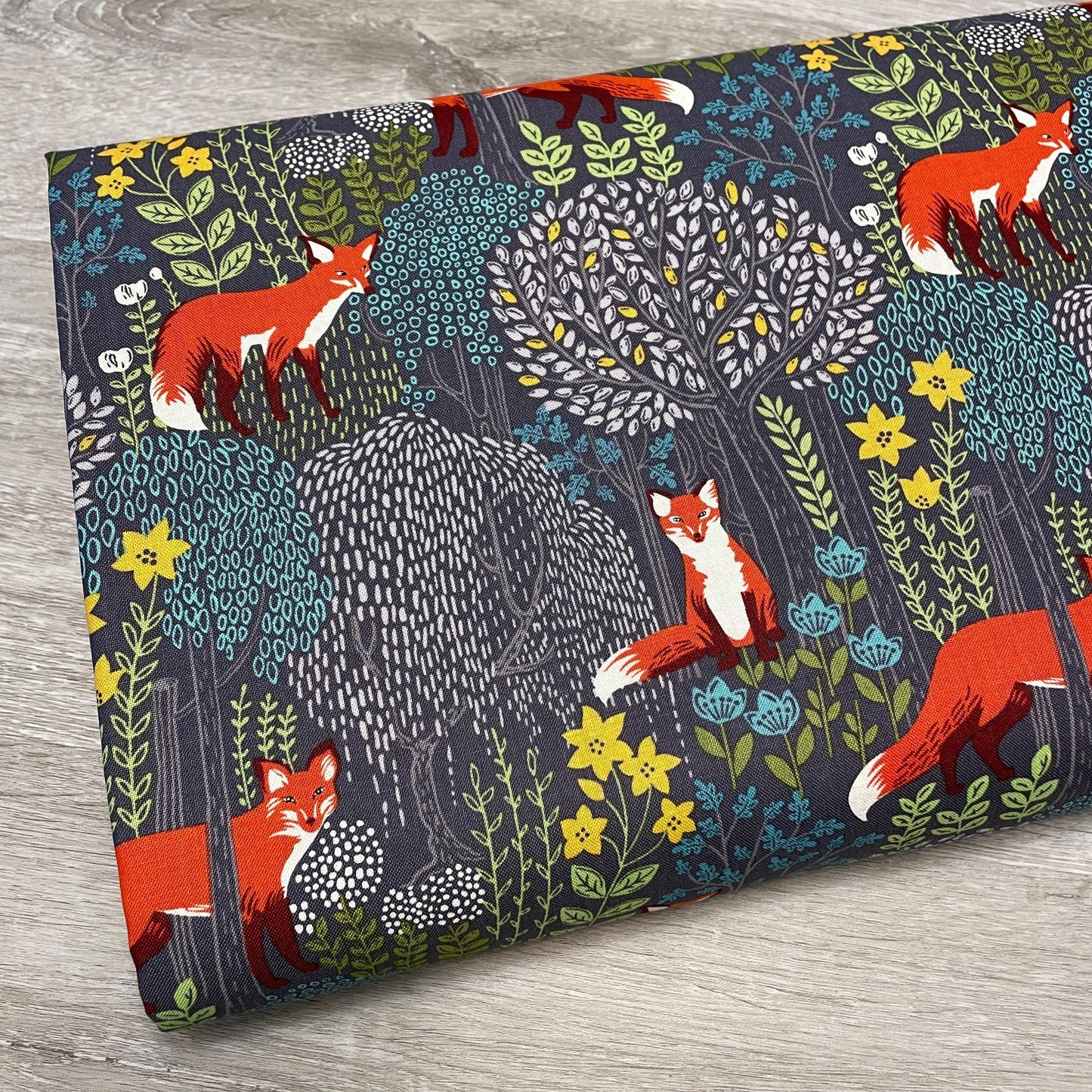 Fox Fabric - Into the Woods GRAY - 100% Cotton - Michael Miller