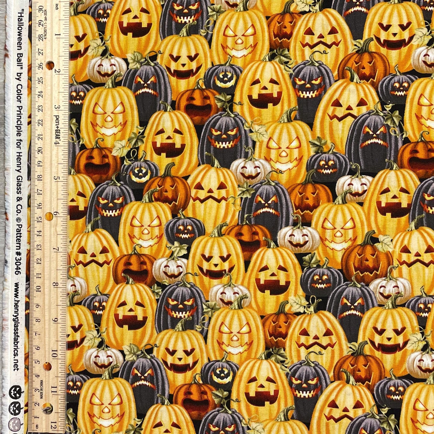 Pumpkin Patch Fabric - Jack O Lantern Patch - Halloween Ball